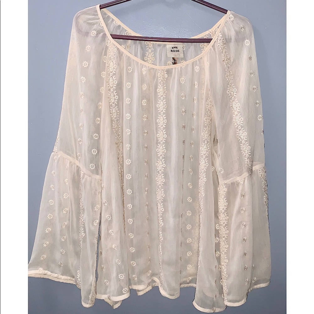 Floral Embroidered Sheer Top